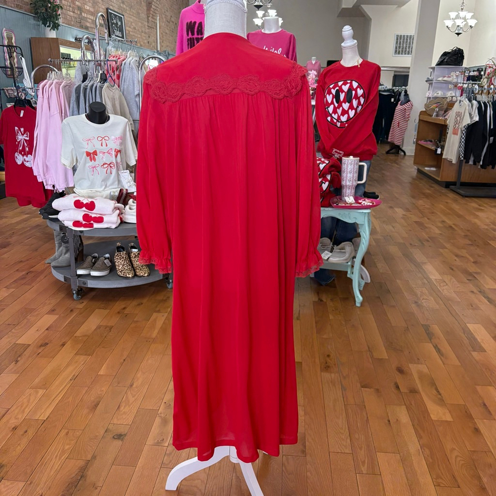 VTG Peignoir Red Robe L - Picture 4 of 10